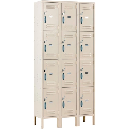 Global Industrial Louvered Door Locker, 36 in W, 15 in D, 78 in H, Tan 290603